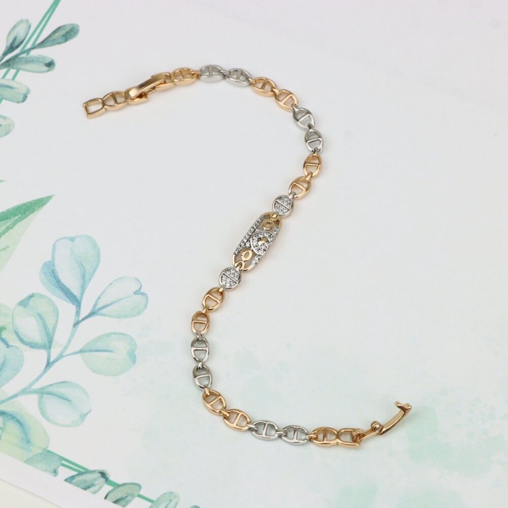 Rose Gold and Silver Dual Tone Heart Bracelet, XPBL0689 - Picture 6 of 12